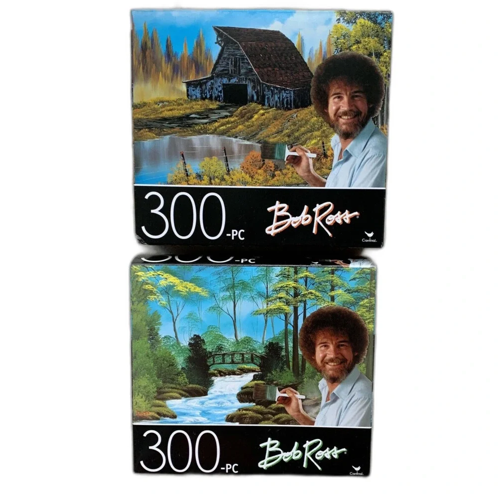 Bob Ross Paintings NEW 2 Jigsaw Puzzles ~ Secluded Bridge Rustic Barn SEALED - Picture 5 of 6
